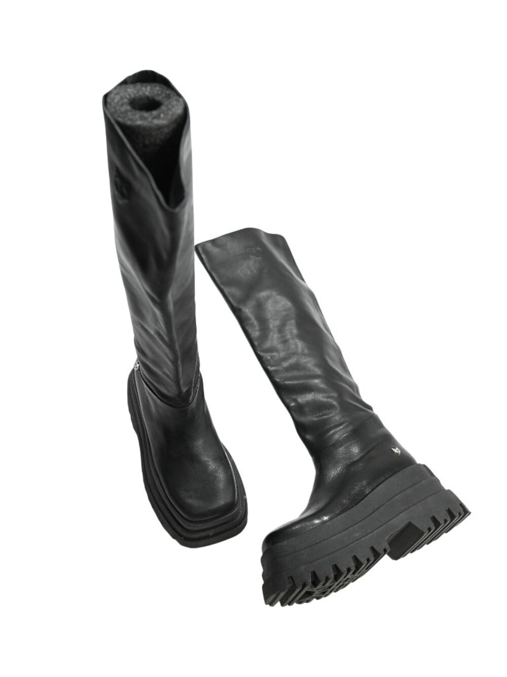 Naked Wolfe Sasha Platform Tall Boots in Black Leather